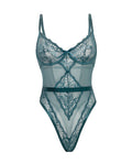 Oh La La Cheri Paisley Lace & Mesh Teddy w/Bow Details - Turquoise S/M - Image 5