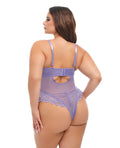 Oh La La Cheri Valentine Lace Teddy w/Bow Details - Purple 1X/2X - Image 2