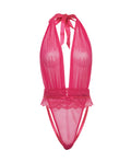 Oh La La Cheri Maylah Mesh & Lace Halter Teddy - Pink S/M - Image 5