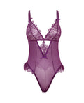 Oh La La Cheri Katana Mesh & Lace Teddy - Purple S/M - Image 5