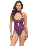 Oh La La Cheri Kennedy Lace and Mesh Teddy - Purple MD