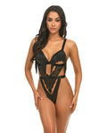 Oh La La Cheri Annika Open Cup Teddy w/Fringe Detail - Black S/M - Image 2
