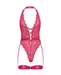 Oh La La Cheri Kahlia Lace Halter Top Teddy - Pink Yarrow L/XL - Image 4