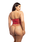 RSVP by Oh la la Cheri Holiday Santa's Entourage Boned Velvet Bustier w/Marabou Trim & G-String Red/White 1X/2X - Image 2
