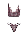 Oh La La Cheri Adela Embroidered Boned Bustier w/G-String 2 pc Set - Black/Pink LG - Image 5