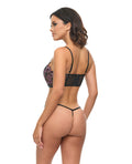 Oh La La Cheri Adela Embroidered Boned Bustier w/G-String 2 pc Set - Black/Pink MD - Image 3