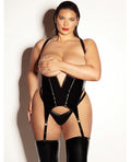 Fetish by Oh la la Cheri FETISH Open Cup Vinyl V-Wire Merrywidow w/G-String - Black 1X/2X