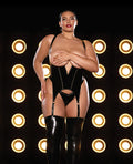 Fetish by Oh la la Cheri FETISH Open Cup Vinyl V-Wire Merrywidow w/G-String - Black 1X/2X - Image 5