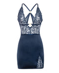 Oh La La Cheri Davina V-Plunge Embroidered Babydoll w/Double Ring Charm - Navy SM - Image 5