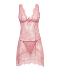 Oh La La Cheri Beatriz Lace Babydoll w/Matching Panty - Pink LG - Image 5