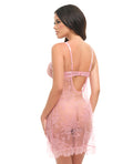 Oh La La Cheri Beatriz Lace Babydoll w/Matching Panty - Pink MD - Image 3