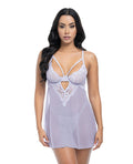 Oh La La Cheri Elsie Lace & Mesh Underwire Babydoll w/G-String 2 pc Set - Brunnera Blue S/M