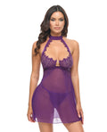 Oh La La Cheri Kennedy Lace and Mesh Babydoll w/G-String 2 pc Set - Purple XL - Image 5