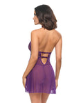 Oh La La Cheri Kennedy Lace and Mesh Babydoll w/G-String 2 pc Set - Purple XL - Image 3