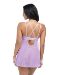 Oh La La Cheri Stassi Lace & Mesh Babydoll w/G-String 2 pc Set - Lavender L/XL - Image 3
