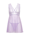 Oh La La Cheri Stassi Lace & Mesh Babydoll w/G-String 2 pc Set - Lavender S/M - Image 4