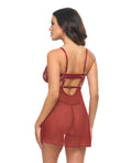 Oh La La Cheri Arielle Unlined Underwire Lace Babydoll w/G-String - Burgundy L/XL - Image 3