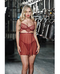 Oh La La Cheri Arielle Unlined Underwire Lace Babydoll w/G-String - Burgundy S/M - Image 4