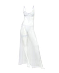 Oh La La Cheri Livia Dot Mesh & Lace Underwire Gown & Garter 2 pc Set - White 1X/2X - Image 3