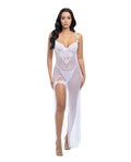 Oh La La Cheri Livia Dot Mesh & Lace Underwire Gown & Garter 2 pc Set - White L/XL