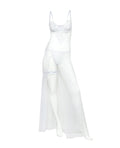 Oh La La Cheri Livia Dot Mesh & Lace Underwire Gown & Garter 2 pc Set - White L/XL - Image 3