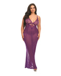 Oh La La Cheri Katana Mesh & Eyelash Lace Gown - Purple 1X/2X - Image 3