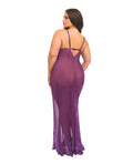 Oh La La Cheri Katana Mesh & Eyelash Lace Gown - Purple 1X/2X - Image 4