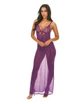 Oh La La Cheri Katana Mesh & Eyelash Lace Gown - Purple S/M - Image 2