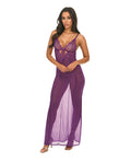 Oh La La Cheri Katana Mesh & Eyelash Lace Gown - Purple S/M - Image 3