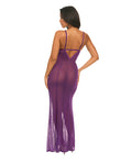 Oh La La Cheri Katana Mesh & Eyelash Lace Gown - Purple S/M - Image 4