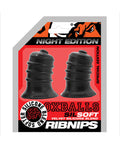 Oxballs Ribnibs Curved Springy-Ribbed Nip Suckers - Special Edition Night (5)