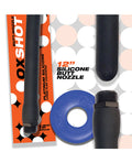 Oxballs Oxshot 12" Silicone Butt Nozzle w/Flex Cockring - Black/Blue (2)