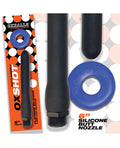 Oxballs Oxballs Oxshot 6" Silicone Butt Nozzle w/Flex Cockring - Black/Blue