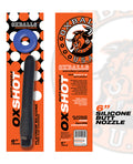 Oxballs Oxballs Oxshot 6" Silicone Butt Nozzle w/Flex Cockring - Black/Blue - Image 2