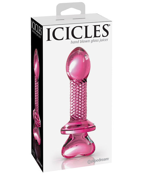 Icicles Icicles No. 82 Hand Blown Glass Butt Plug - Ribbed/Pink