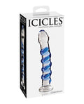 Icicles Icicles No. 5 Hand Blown Glass Massager - Clear w/Blue Swirls