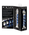 Icicles Icicles No. 5 Hand Blown Glass Massager - Clear w/Blue Swirls - Image 2