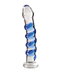 Icicles Icicles No. 5 Hand Blown Glass Massager - Clear w/Blue Swirls - Image 3