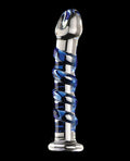 Icicles Icicles No. 5 Hand Blown Glass Massager - Clear w/Blue Swirls - Image 4