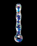 Icicles Icicles No. 8 Hand Blown Glass Massager - Clear w/Inside Blue Swirls - Image 4
