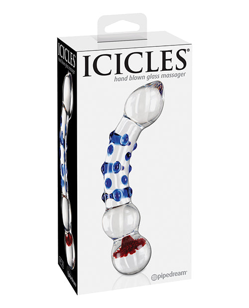Icicles Icicles No. 18 Hand Blown Glass Massager - Clear w/Blue Knobs