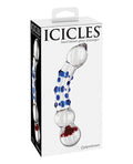Icicles Icicles No. 18 Hand Blown Glass Massager - Clear w/Blue Knobs