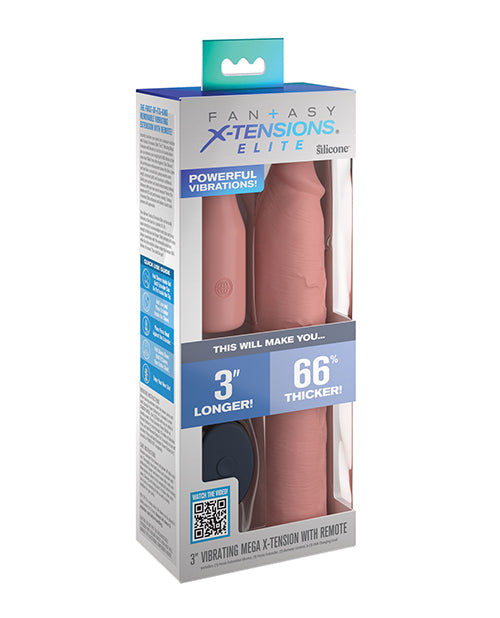 Fantasy X-tensions Fantasy X-tensions Elite 9" Sleeve Vibrating 3" Plug w/Remote - Light