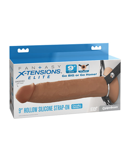 Fantasy X-tensions Fantasy X-Tensions Elite 9" Silicone Hallow Strap-On Dual Density - Brown