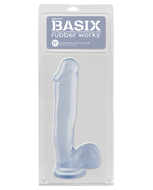 Basix Rubber Works Basix Rubber Works 12" Dong w/Suction Cup - Clear