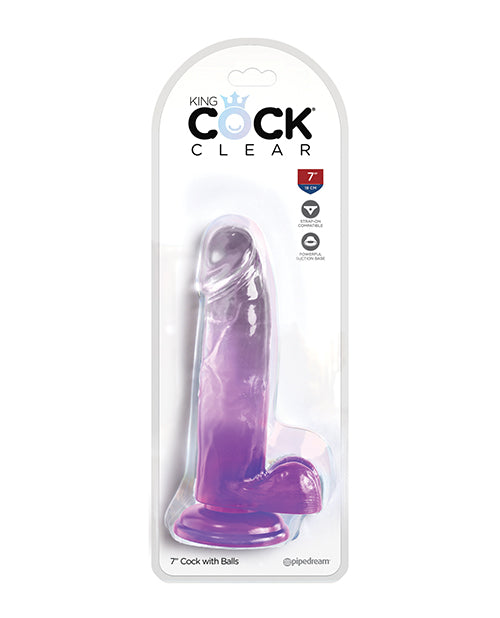 King Cock King Cock Clear 7" Cock w/Balls - Purple
