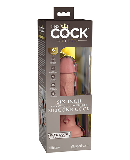 King Cock Elite King Cock Elite 6" Dual Density Vibrating Silicone Cock - Light
