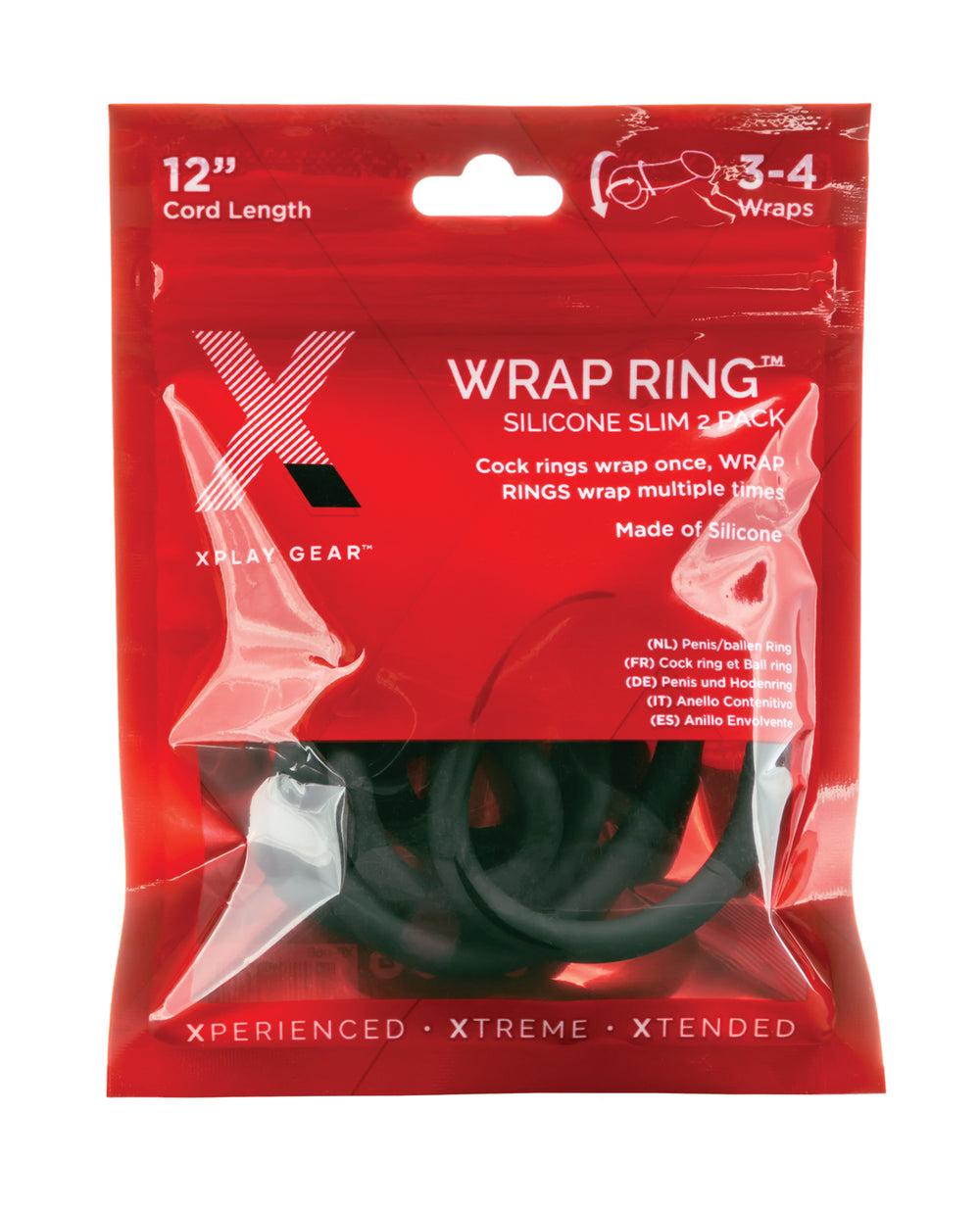 Xplay Gear Xplay Gear Silicone 12" Slim Wrap Ring - Black Pack of 2