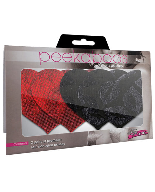 Peekaboos Stolen Kisses Hearts - Red & Black Pack of 2