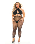 Pink Lipstick Pink Lipstick Gives You Hell Halter Bra, Pantyhose & G-String Black QN
